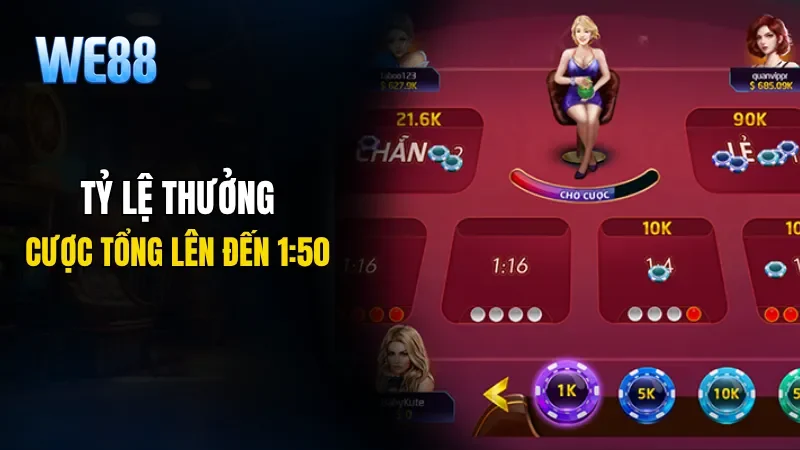 Tỷ lệ thưởng cược tổng lên đến 1:50